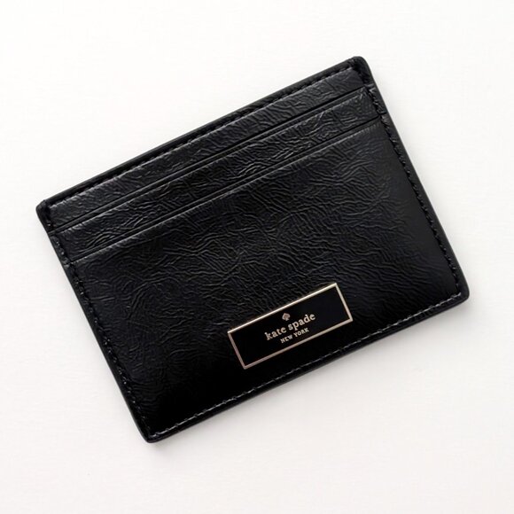 NWT kate spade Bridget Crinkle Patent Small Slim Card Holder, Black - Picture 5 of 5